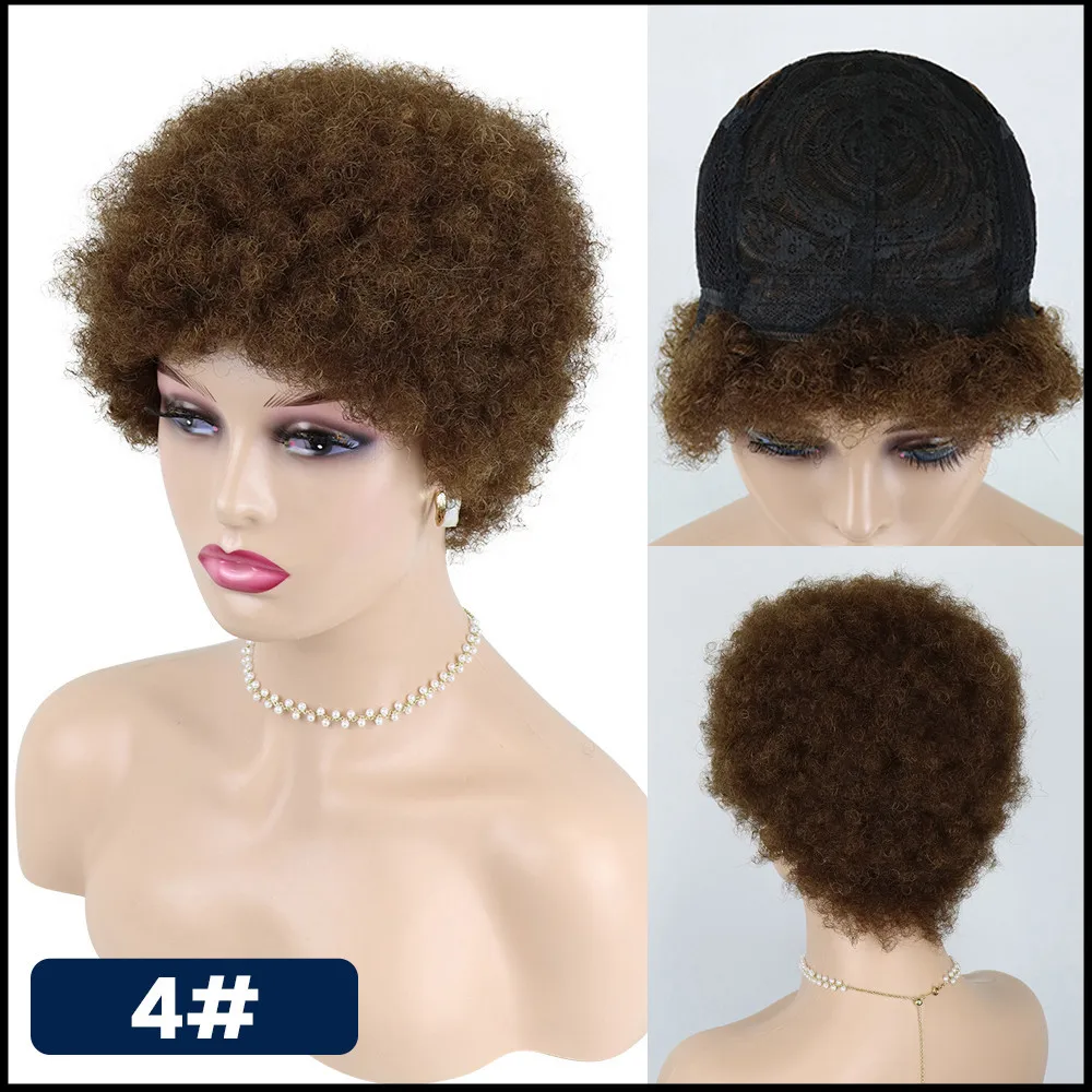 Pixie Short Afro Kinky Curly Synthetic Hair Wig For Black Women