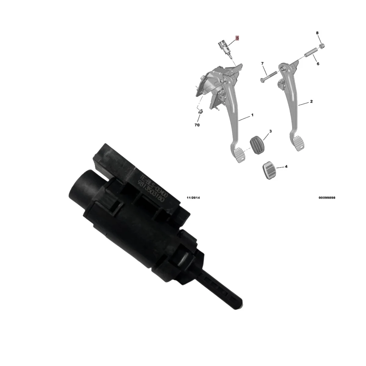 Car Parking Switch 9813503180 for Peugeot 308 T9 301 3008 P84E Citroen DS7 2018- Brake Pedal Switch Sensor