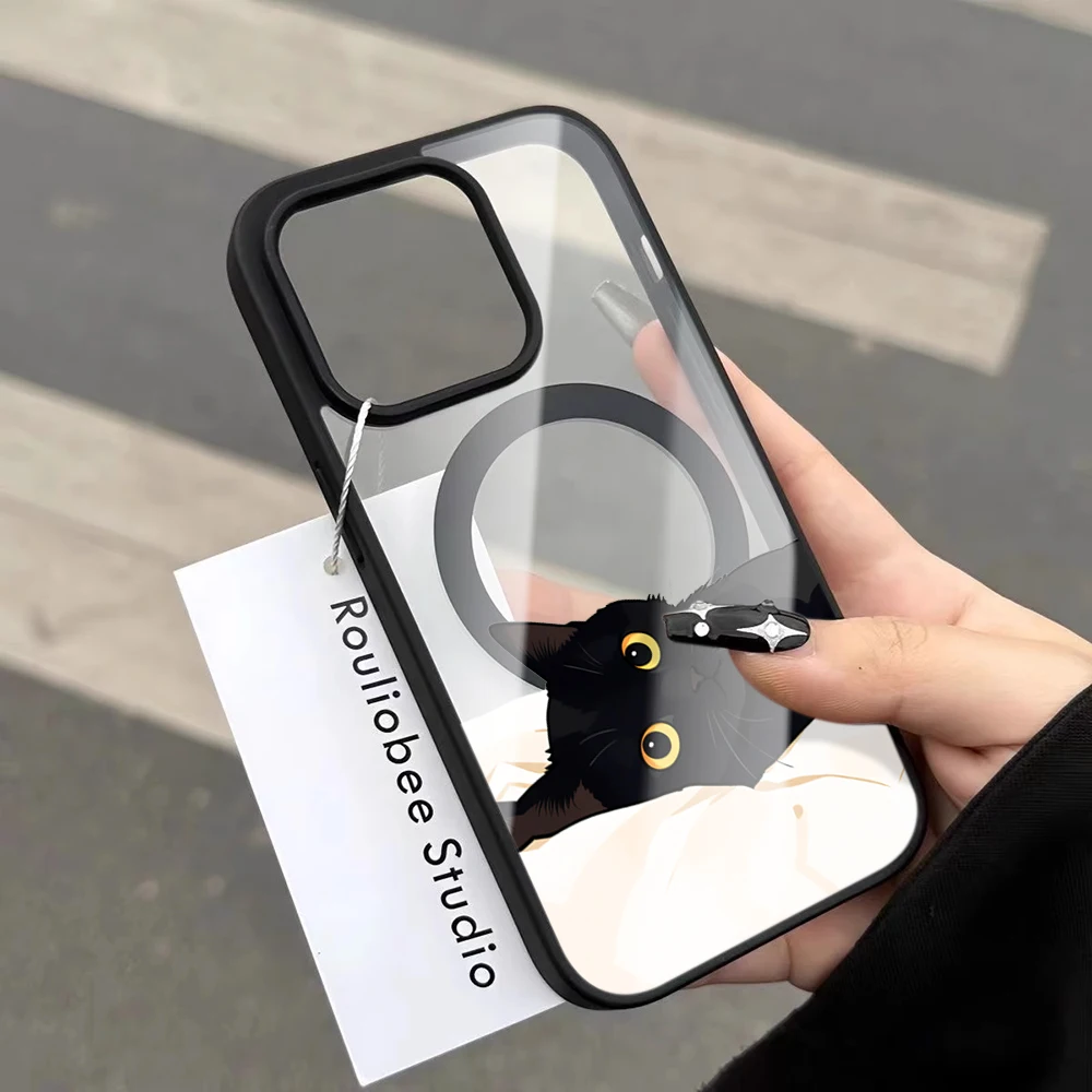 Amiable Kitten Ästhetische Klare Hülle für iPhone 17 16 11 12 15 Pro Max 13 14 Plus Hüllen für Magsafe Kabelloses Laden Sturzsichere Abdeckung – Detail 6