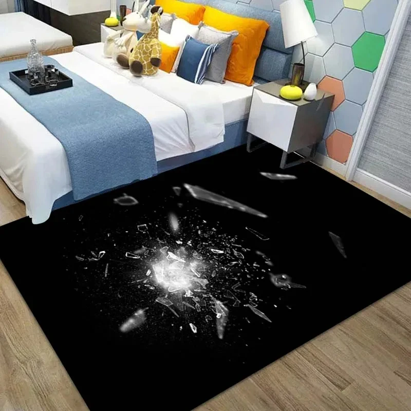 3D Visual Illusion Glass Breakage Carpet Abstract Mirror Geometric Rug Living Room Bedroom Floor Mat Home Mats Entrance Doormat