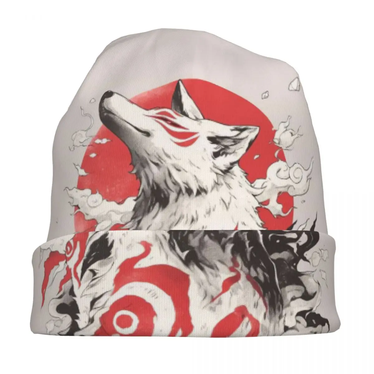 Japanese Okami Wolf Men Women Adult Beanies Caps Knitting Bonnet Hat Warm Fashion Autumn Winter Outdoor Skullies Hats view 4
