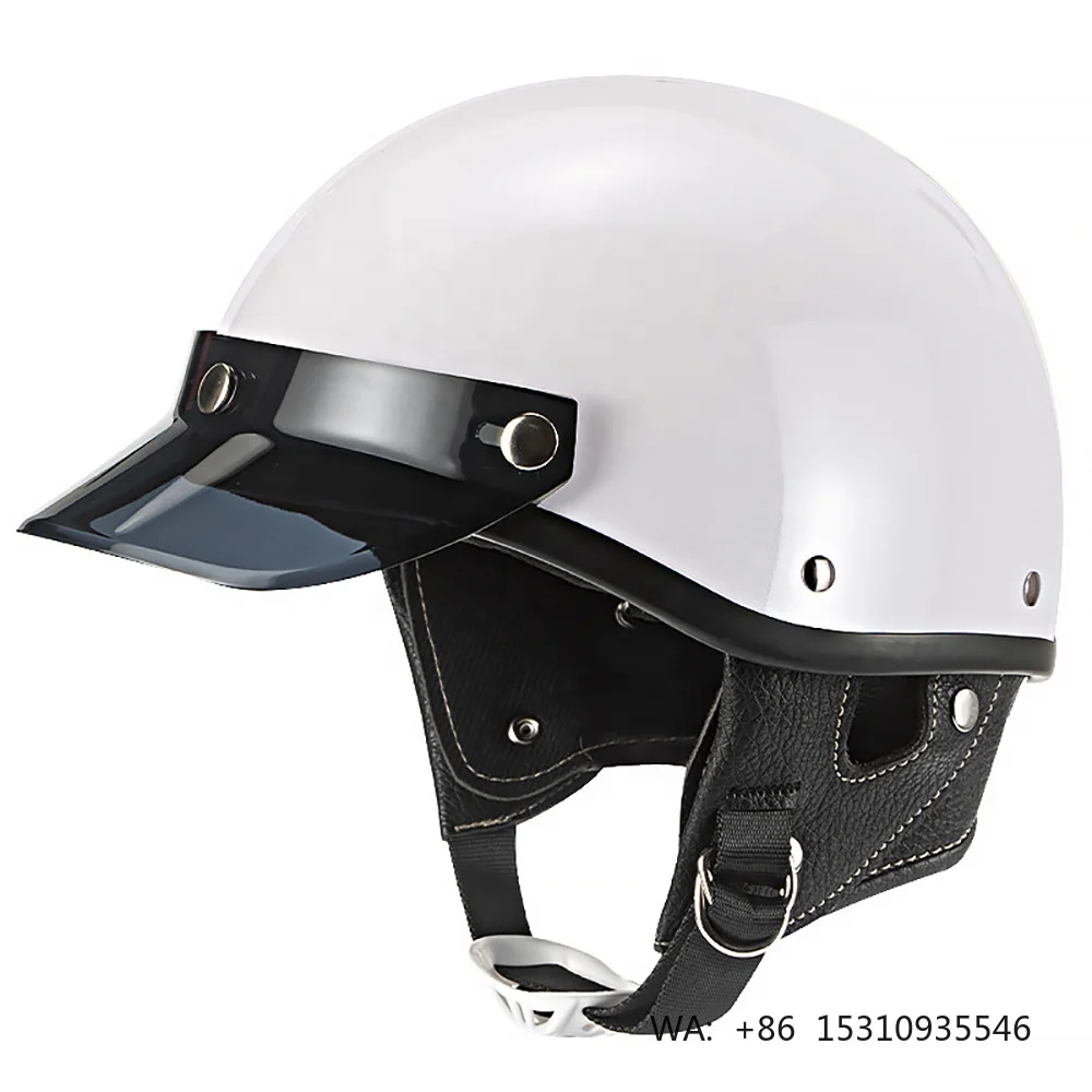 

Retro Half Face Motorcycle Riding Helmet Vintage Motorbike Helmets Men Women Unisex Scooter Summer Helmet White DOT Certified
