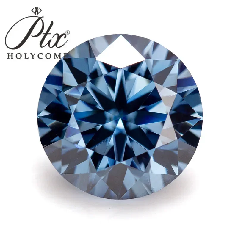 PTX Moissanite Diamond Round Vivid Blue VVS High Quality Jewelry Loose Gemstones Beads Supplier Factory Pass Tester Certificate