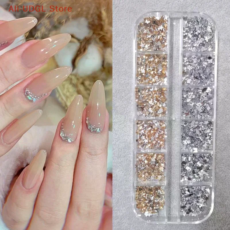 คริสตัลตกแต่งเล็บแบบแบน 3 มิติ 12 ช่อง ขนาดเล็ก สำหรับตกแต่งเล็บ กลิตเตอร์ ชาร์ม ประดับตกแต่ง ทำเล็บ DIY อุปกรณ์ตกแต่งเล็บ