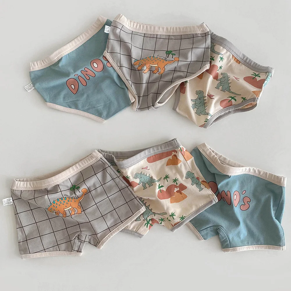 Young Children Cotton Reusable Panties Boxers For Boys Shorts Baby Girls Kawaii Cute Underwear Kids Briefs Dinosaur Underpants