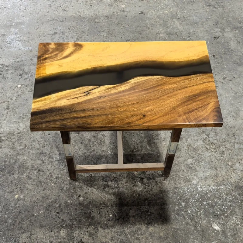 

Custom Factory Abstract Art Black Walnut Solid Wood Resin Center Table