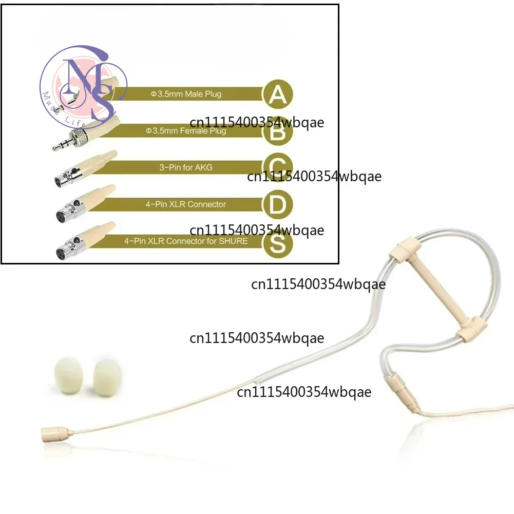 ZOCI-Beige Single Ear Hook Headset Mic Headworn Microphone 3.5mm 3 Pin 4 Pin XLR Plug Operation With Microphone Cover