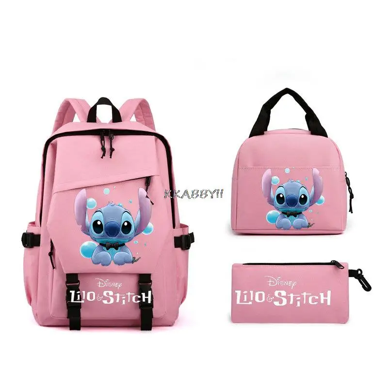 Lilo And Stitch Backpack 3pcs Teenager Girls Boys Kawaii Women Men Backpack Student Waterproof School Laptop Mochilas