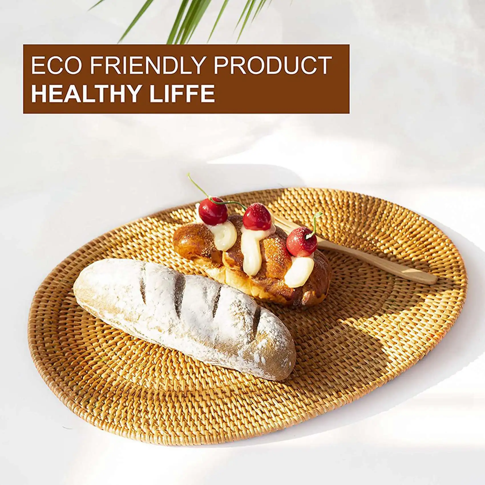 VOFUN-8 Pcs Oval Rattan Placemat,Natural Rattan Hand-Woven,Tea Ceremony Accessories,Suitable For Dining Room, Kitchen,Etc