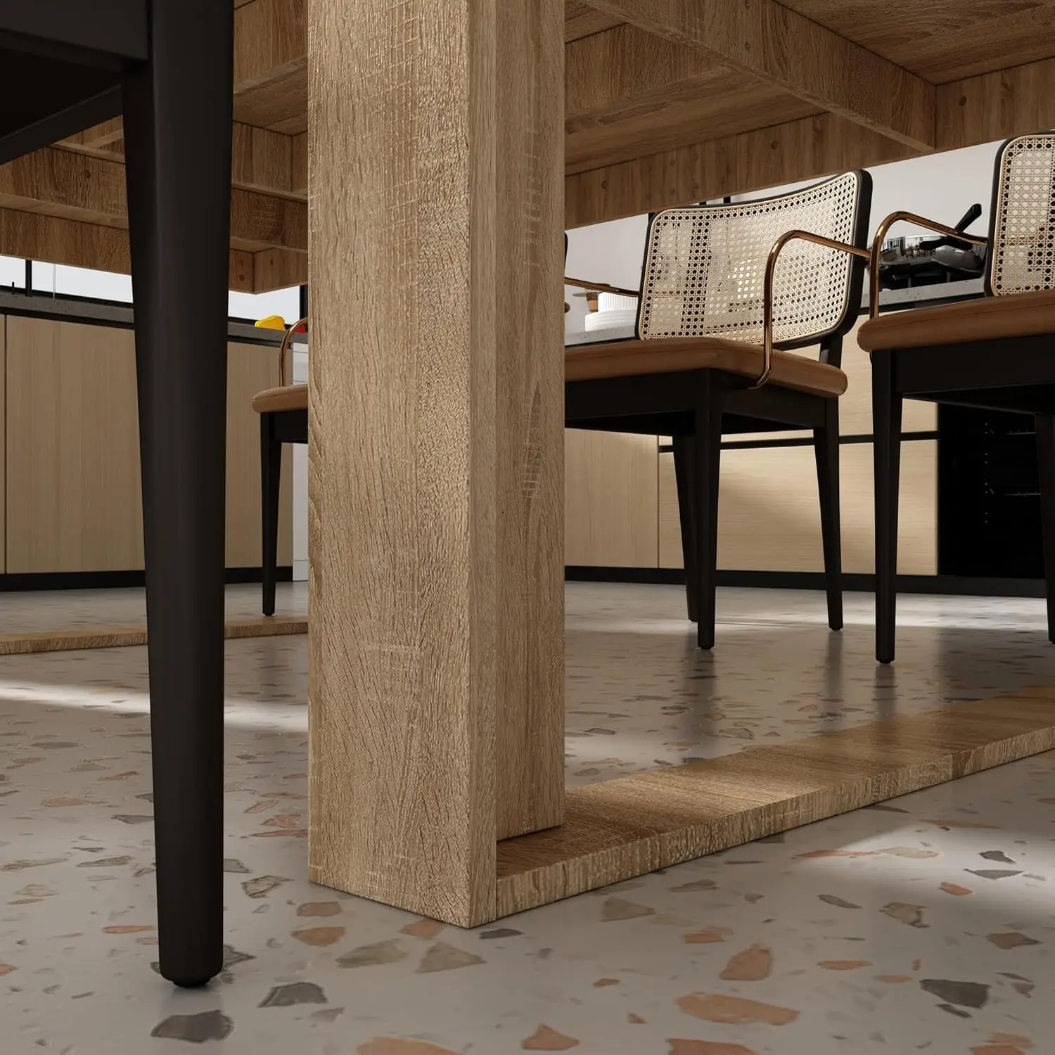 طاولة طعام مقاس 86.6 بوصة تتسع لـ 8-10 أشخاص، طاولة عشاء خشبية حديثة متعددة الاستخدامات لغرفة الطعام وغرفة الاجتماعات، خفيفة #6