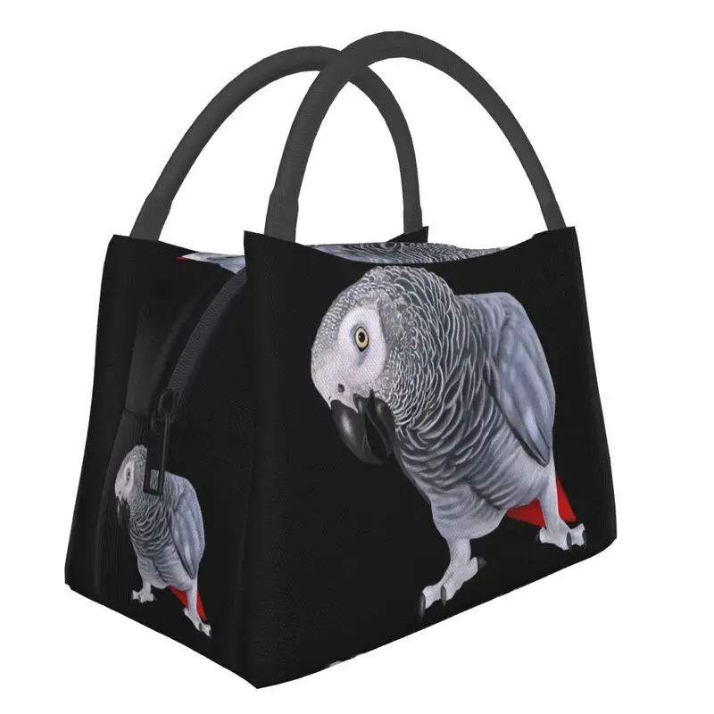 

Custom African Grey Parrot Bird Lunch Bags Men Women Warm Cooler Insulated Lunch Box for Office Travel