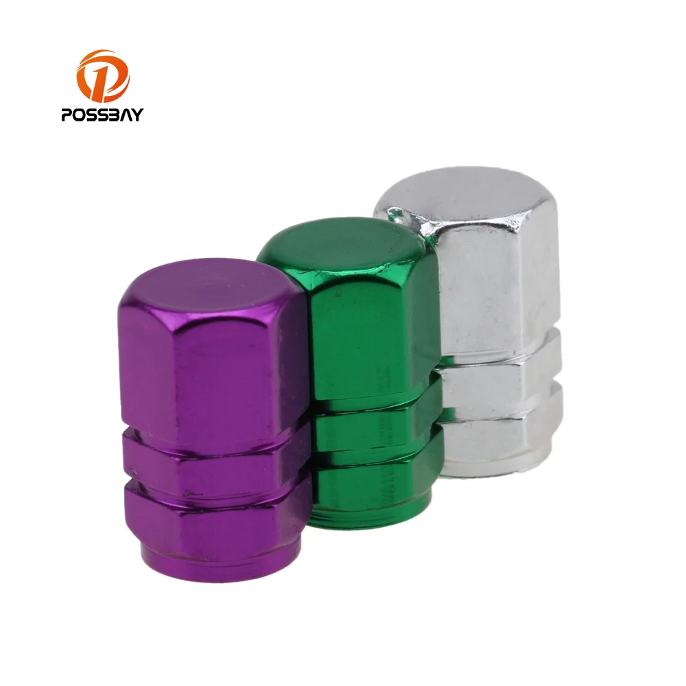 POSSBAY Universal Auto Bicycle Car Tire Valve Caps Tyre Wheel Hexagonal Ventile Air Stems Cover Airtight Rims Accessories