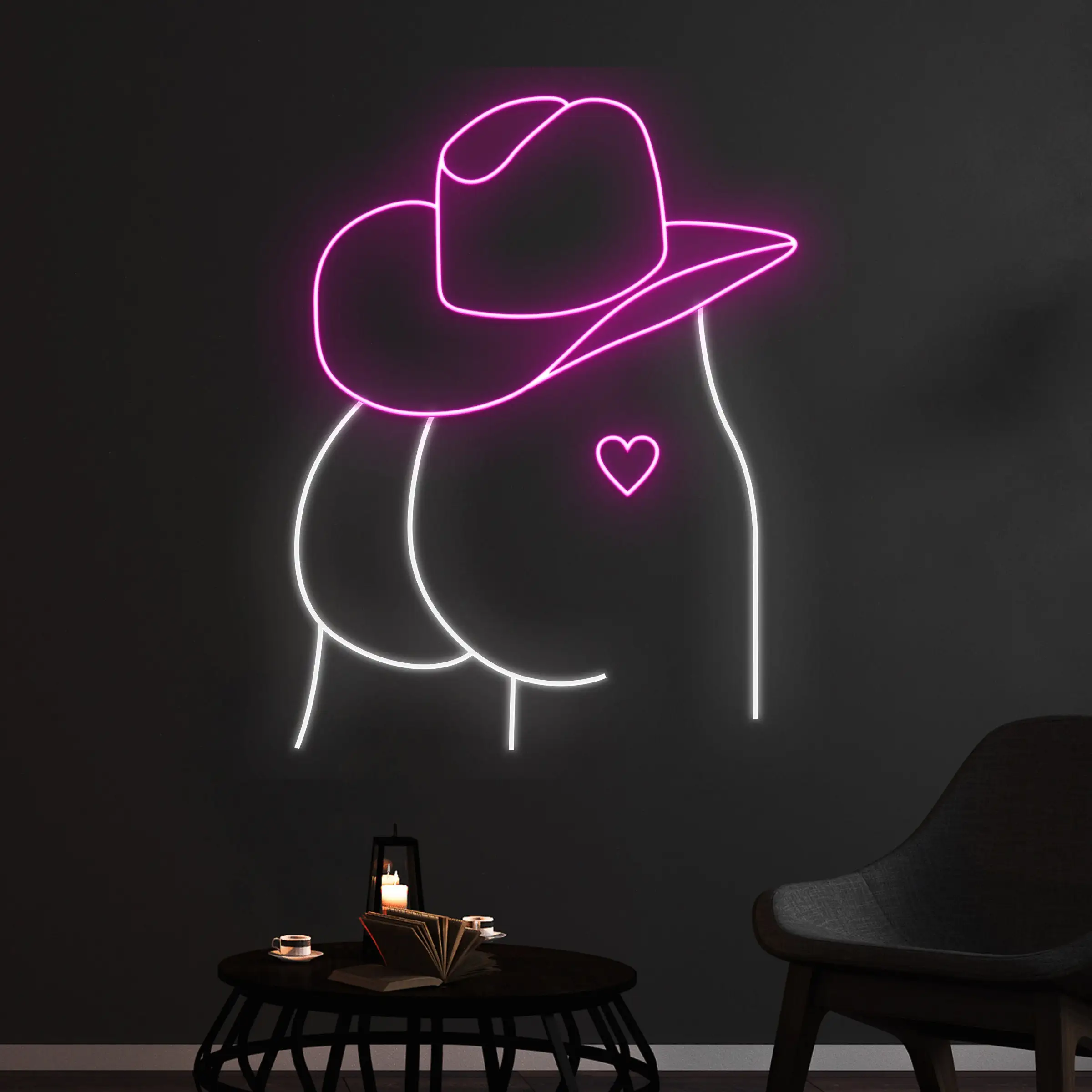 Cowboy Hat Woman Butt Neon Sign, Cowboy Girl Butt Led Sign, Cowgirl Butt Led Light, Western Lady Butt Neon Lights