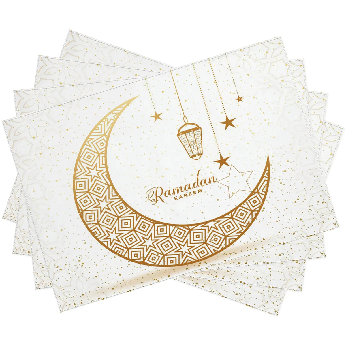 Linen Placemats, Ramadan Moon Flowers pattern, Heat Resistant, Easy to Clean