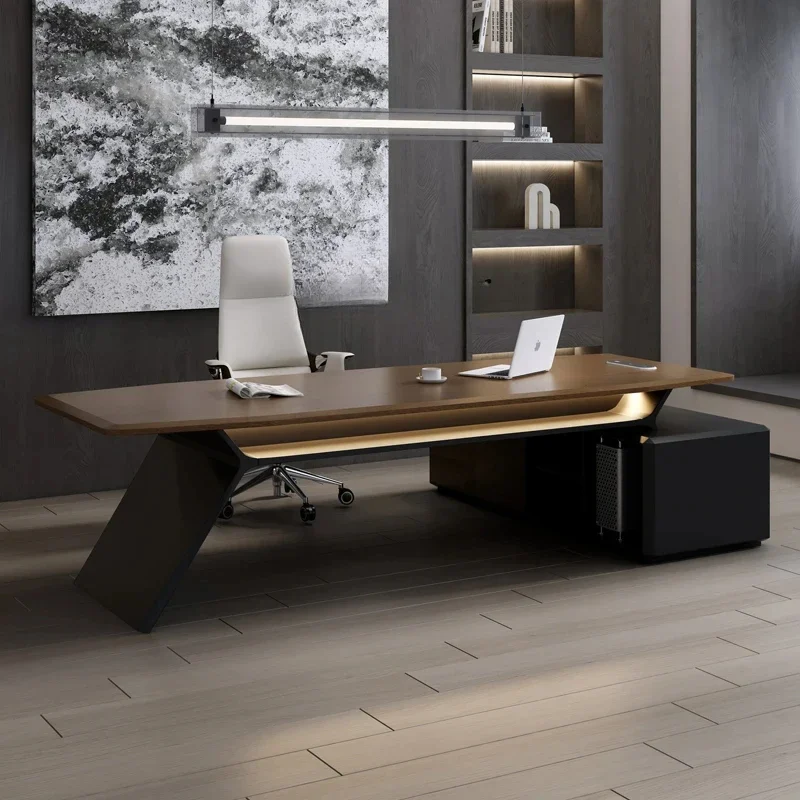 

TQH high-end solid wood boss table, simple and modern president table, senior manager office leadership desk and chairs