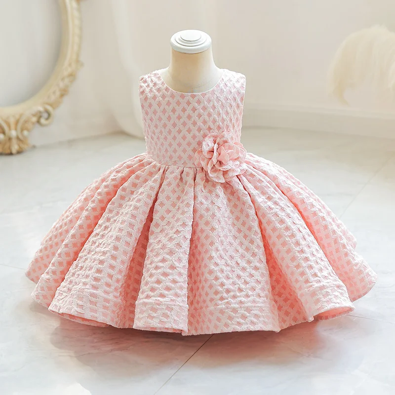 

Little Child Sleeveless Dress Waffle ger Short style pommel skirt Princess skirt Evening dress little girl Q142