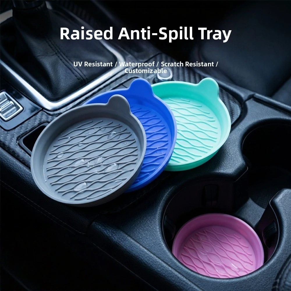 Silicone Car Cup Mats Non-Slip Waterproof Non-Slip Cup Mats Universal Fit Round Shape Small Car Cup Mats For Car Storage Slots