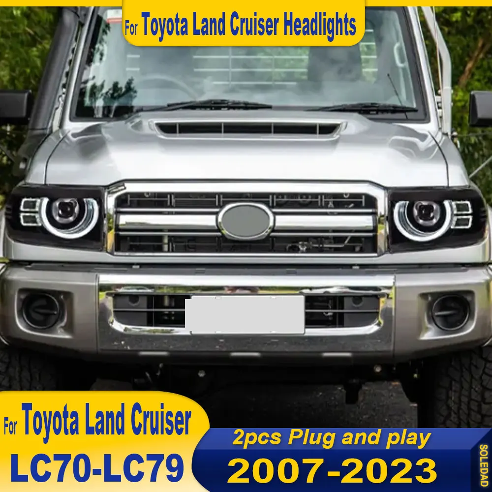 

A pair Car Lights For Toyota Land Cruiser Headlights LC70-LC79 Headlamp 2007-2023 LED Projector HeadLamps Turn Signal Auto Parts