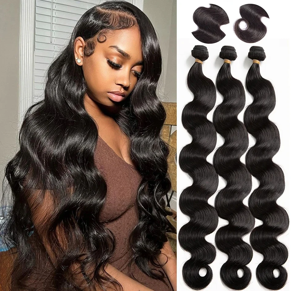 Body Wave Bundles Human Hair Extensions For Women Brazilian Human Hair Loose Body Weave Bundles Natural Black Bundles Hair