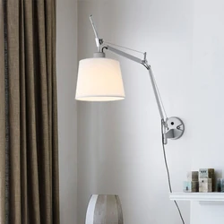 Nordic LED Long Arm Rocker Arm Wall Lamps Bedroom Bedside Living Room Desk Reading Lamp Telescopic Folding Long Pole Wall Lights