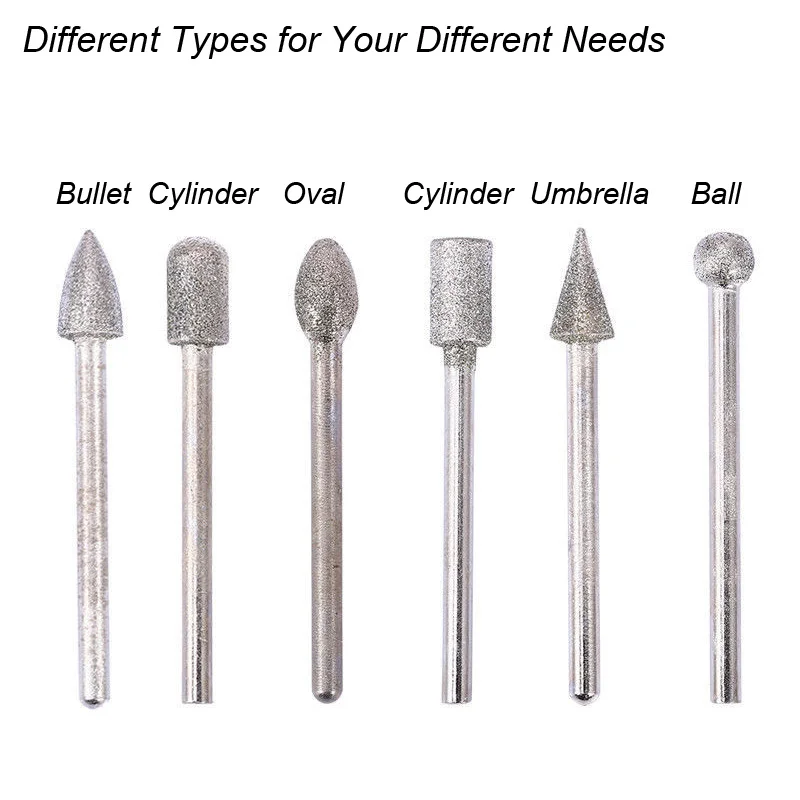 Metal Polish Mini Drill Burrs Bit Set Diamond Grinding Heads Rotary Die Power Tool Grinding 3mm Shank For Dremel Accessories