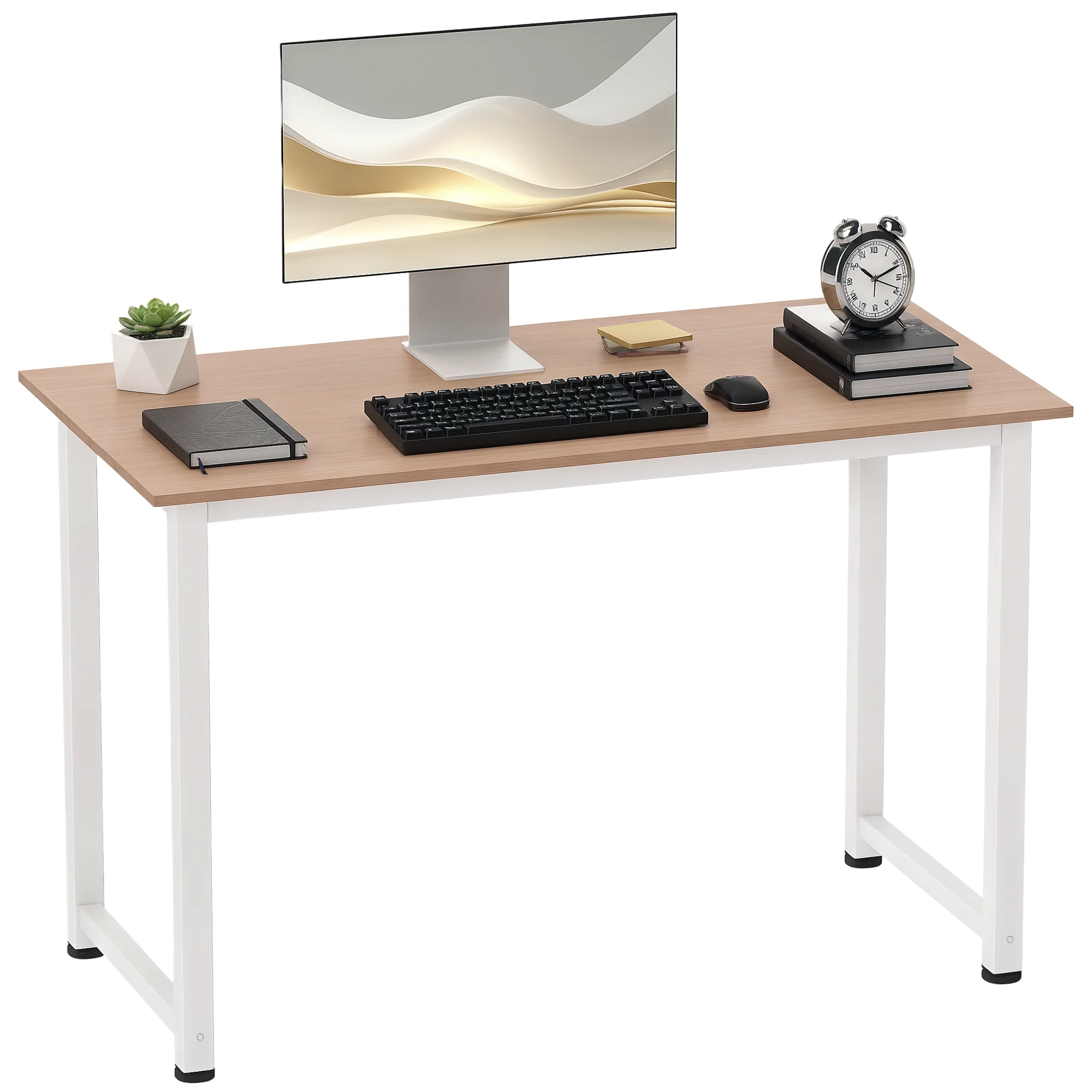 HOMCOM Mesa de Ordenador Pies Ajustables 120x60x76cm Max 100kg Marco Metal Roble
