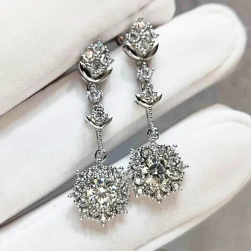 2024  Novel Design Women's Dangle Earrings with CZ High-quality Silver Color Aesthetic Wedding Accessories 2023 Trend Jewelry