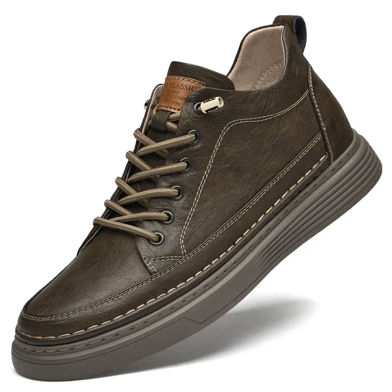 

Pop Genuine Leather Heightening Shoes Elevator Shoe Height Increase Footwear Men Height Increase Insole 6cm Men Sneakers Skate S