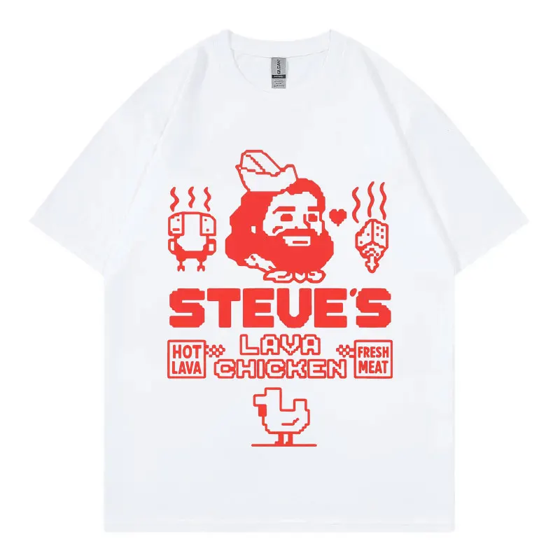 

Steve's Lava Chicken Miners Print T Shirt Harajuku Y2k Short Sleeve T-shirts Men Women High Quality Fashion Oversized T-shirt