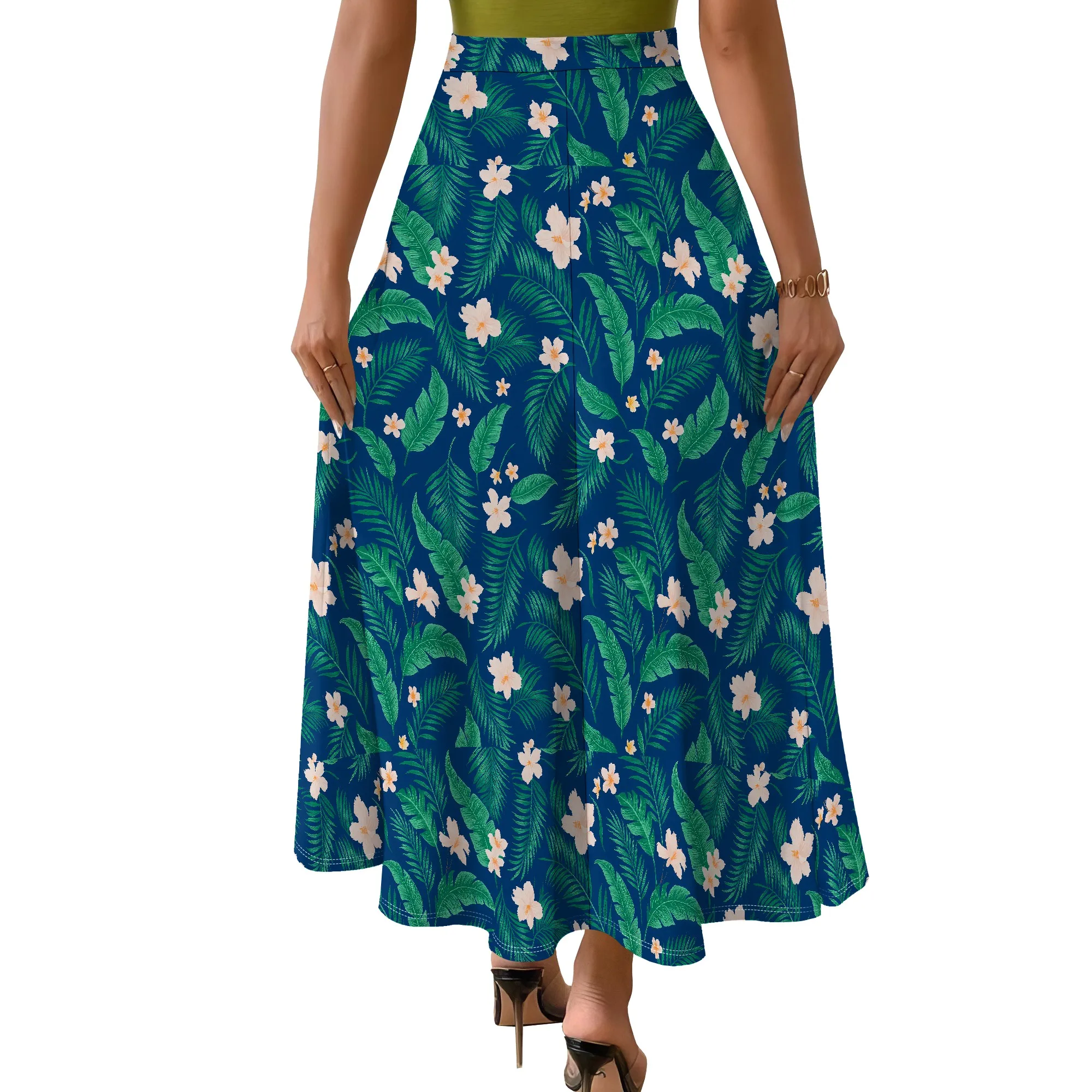 

Women's Chiffon Elastic High Waist Pleated A-Line Flared Maxi Skirts