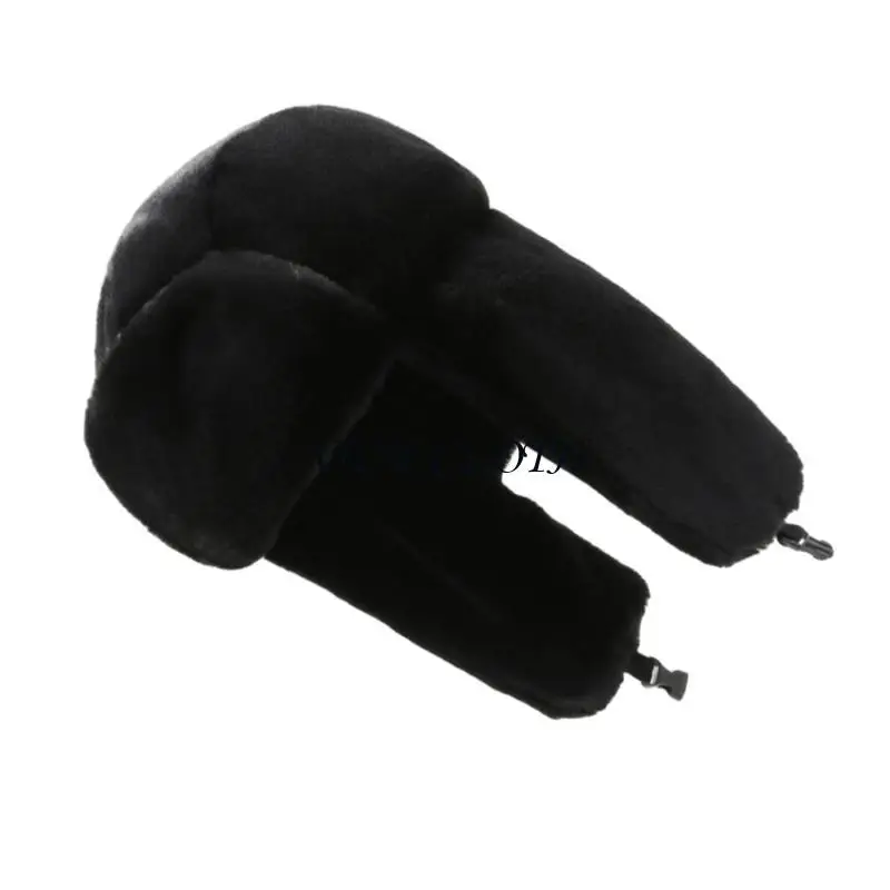 Faux Furs Trapper Hat with Ear Flaps Windproof Ski Hat Thicken Earflap Hat with Clasp for Women Men Skating Y1AC