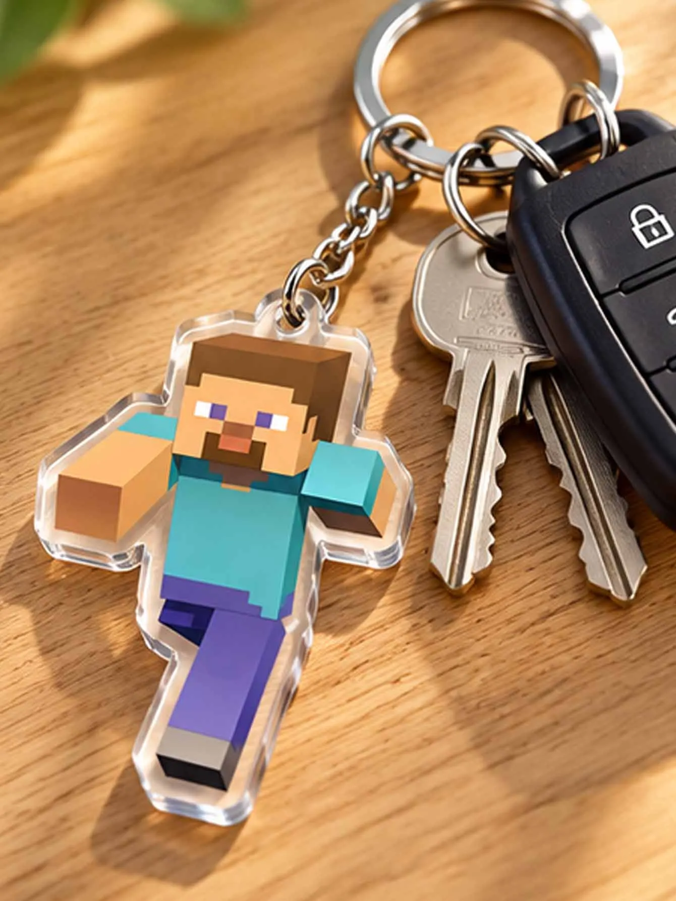 Pixel Game Character Acrylic Keychain Set, Kids Boys Birthday Party Decor Kit, Pixel Figure Pendant Party Favors