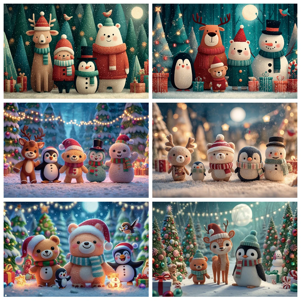 

MOON.QG Snowy Christmas Decoration Backgrounds Photographs Snowmen Polar Reindeer Backdrop Photoshoot Poster Party Decorations