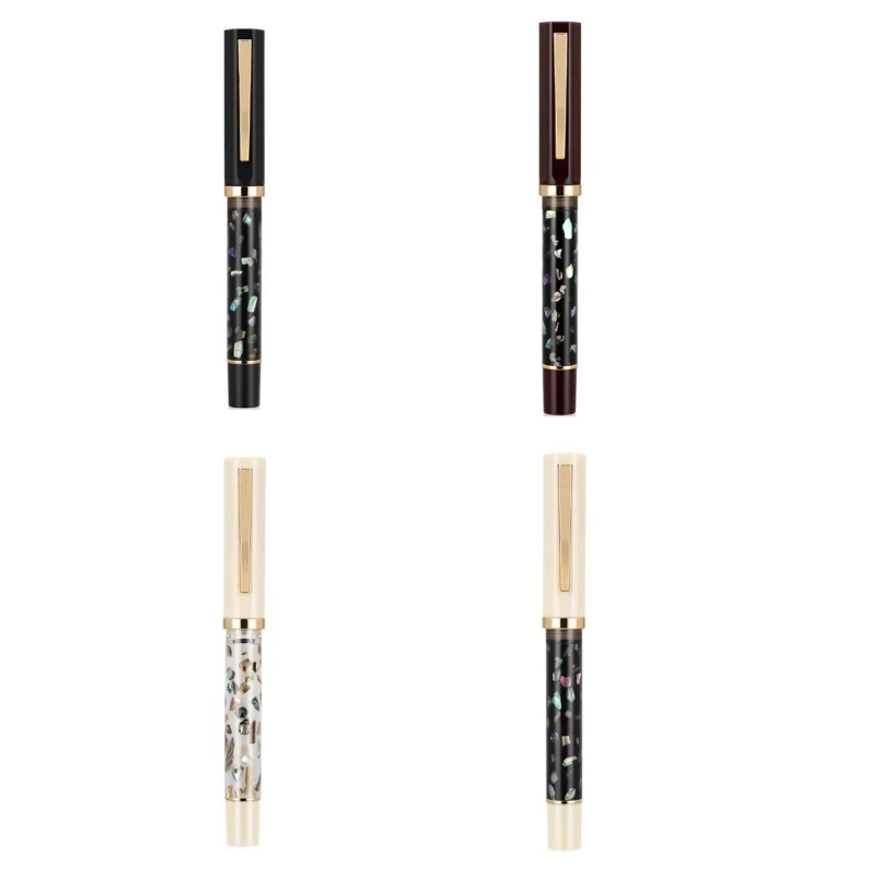 Fountain Pen with Two Filling Methods, Shell Decorative Barrels and Clip Cap for Journaling and Office Writing D2RC