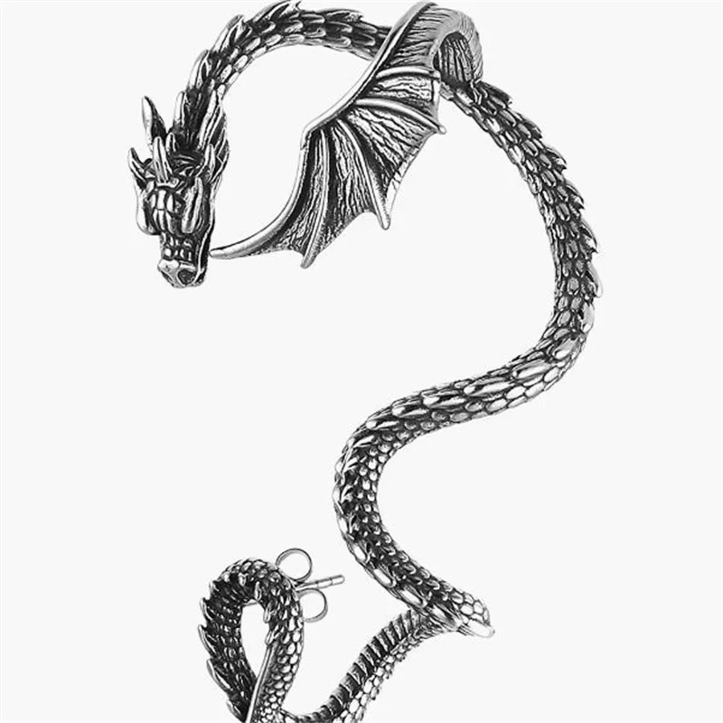 NO PIERCING Dragon Cuff Earring for Women Men Gothic Jewelry 2024 Year of Dragon Cuff Earring Dragon EAR JACKET Ear Wrap Accesso