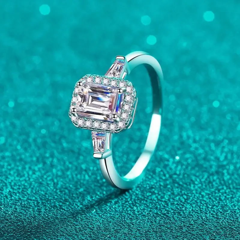18K Gold Women's Ring PT950 Platinum Moissanite Ring Blue Diamond Light Luxury Elegant Daily Matching