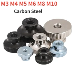 M3 M4 M5 M6 M8 M10 High Head Knurled Tighten Hand Nut Carbon Steel Handle Thread Mechanical Thumb Clamping Knobs Manual Nuts