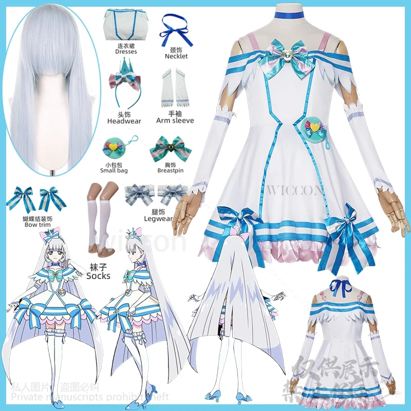 

Anime Cure Nyammy Costume Cosplay Blue Dress Lolita Nekoyashiki Yuki Wonderful Precure! Wigs For Halloween Christmas Customized