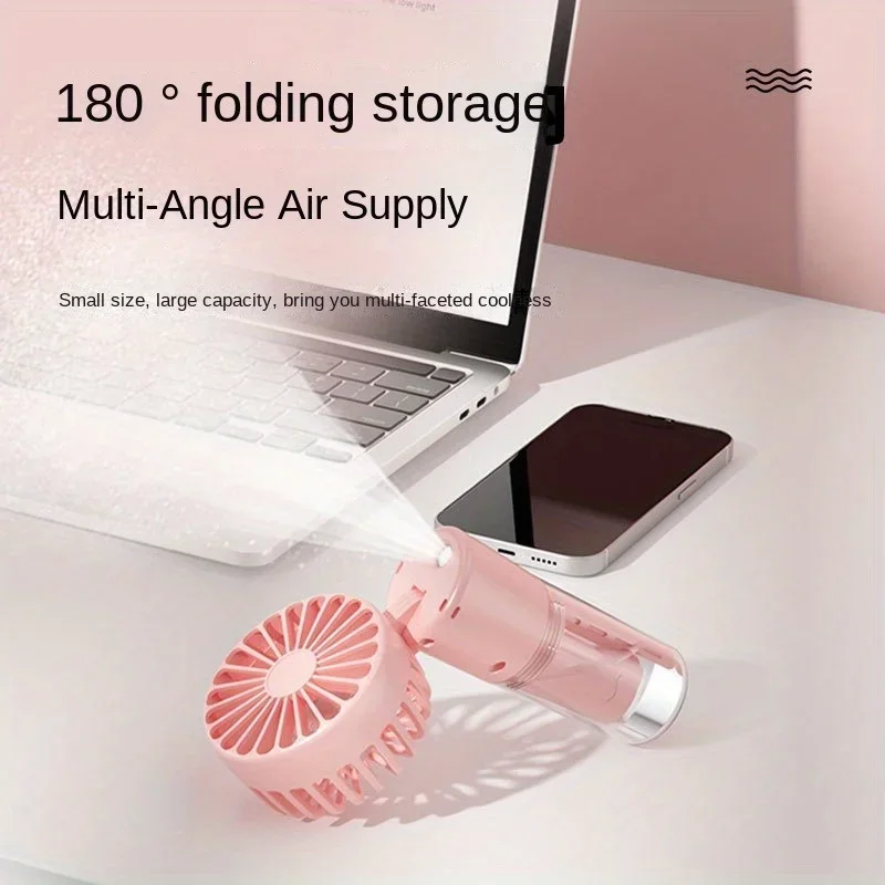 Versatile Portable Handheld Mist Fan for Personal Cooling Spray, with Neck Hanging Design and Foldable Mini Travel Fan, in Casua
