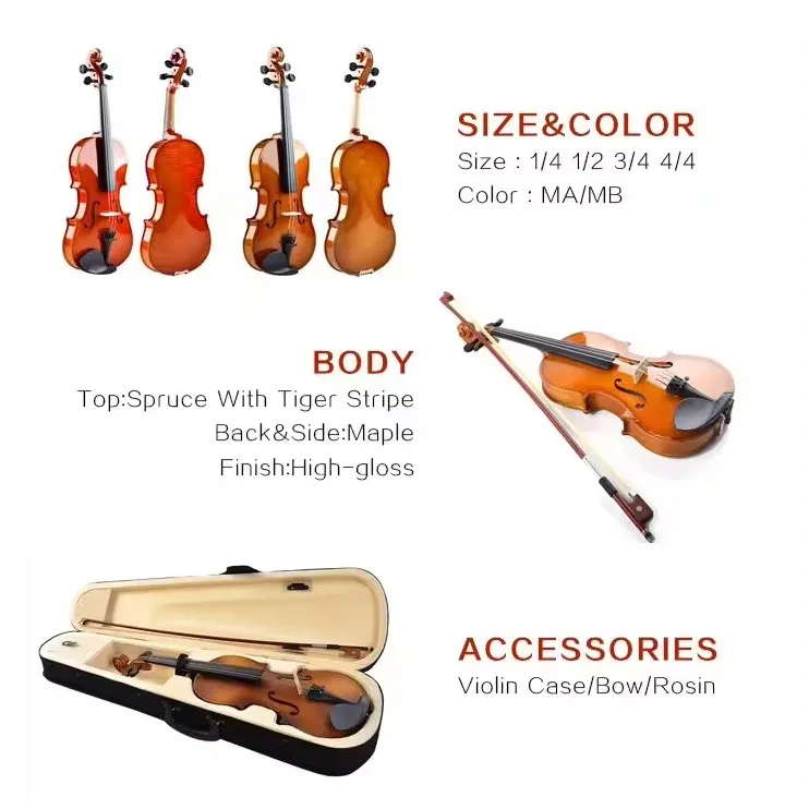 Materials Academy of Music Violin Master Italian Handmade Violin 4/4