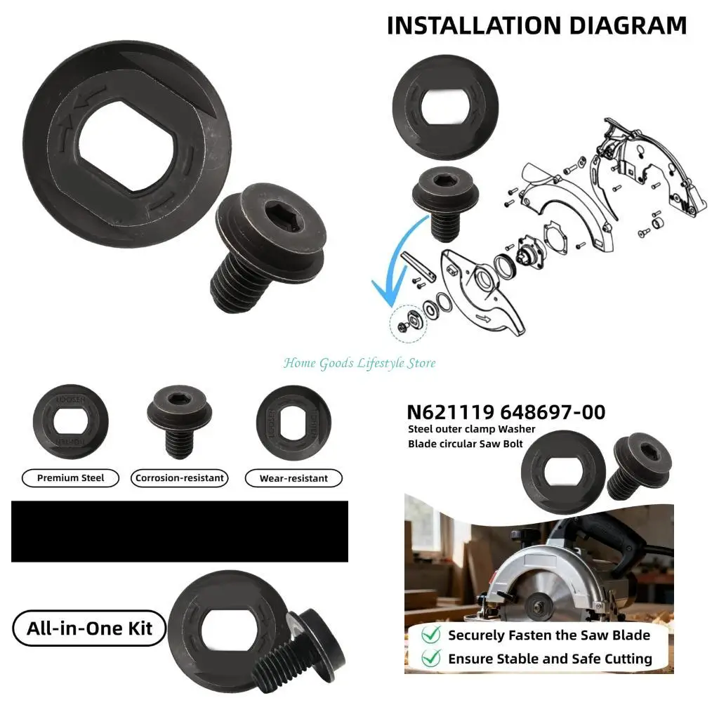 E74E Replacement Flange Washer and Bolt Set for DC310,Circular Cutter Steel Build