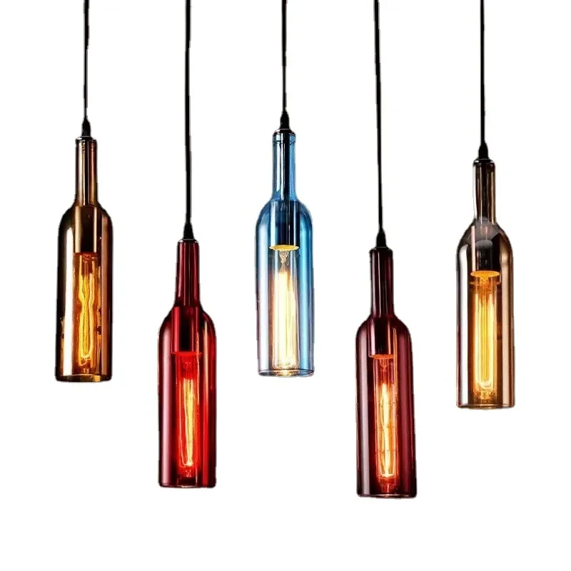 Creative Personality Multi-day LED Pendant Light Restaurant Bar Coffee Shop Clothing Bar Color Beer Bottle Decorative Lamp