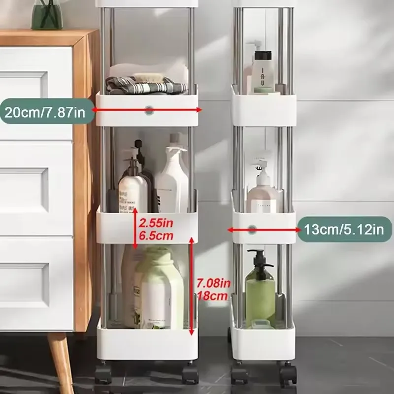 Narrow Storage Cabinet – Slim Floor-Standing Kitchen, Bathroom & Living Room Organizer 5