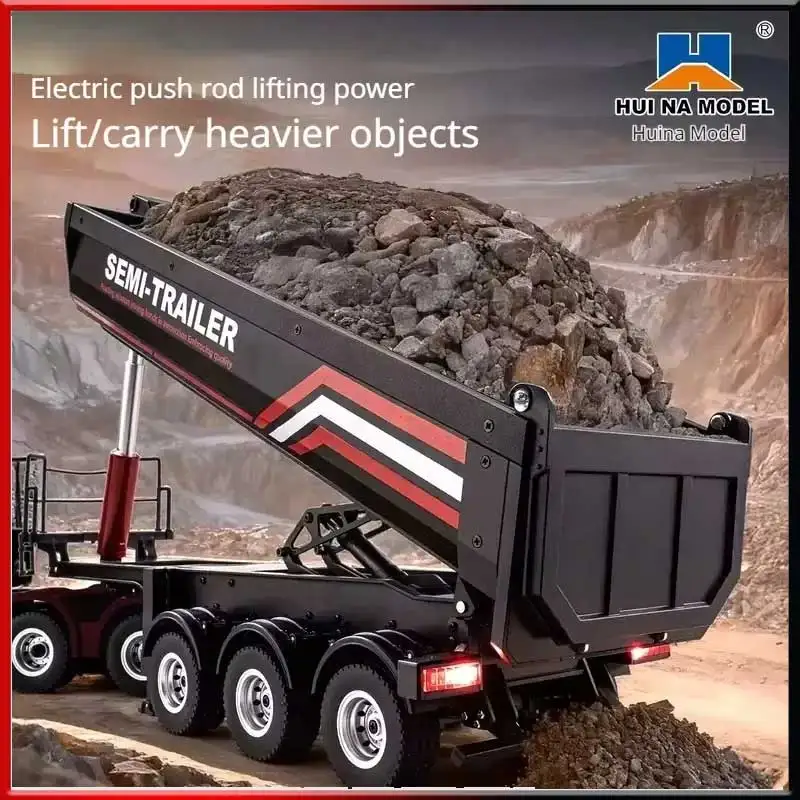 Huina 1/18 1509 Rc Semi Dump Trailer Electric Lifting For Rc Tractor Truck 1501 Tail Light Support Leg No Sound System Model Toy