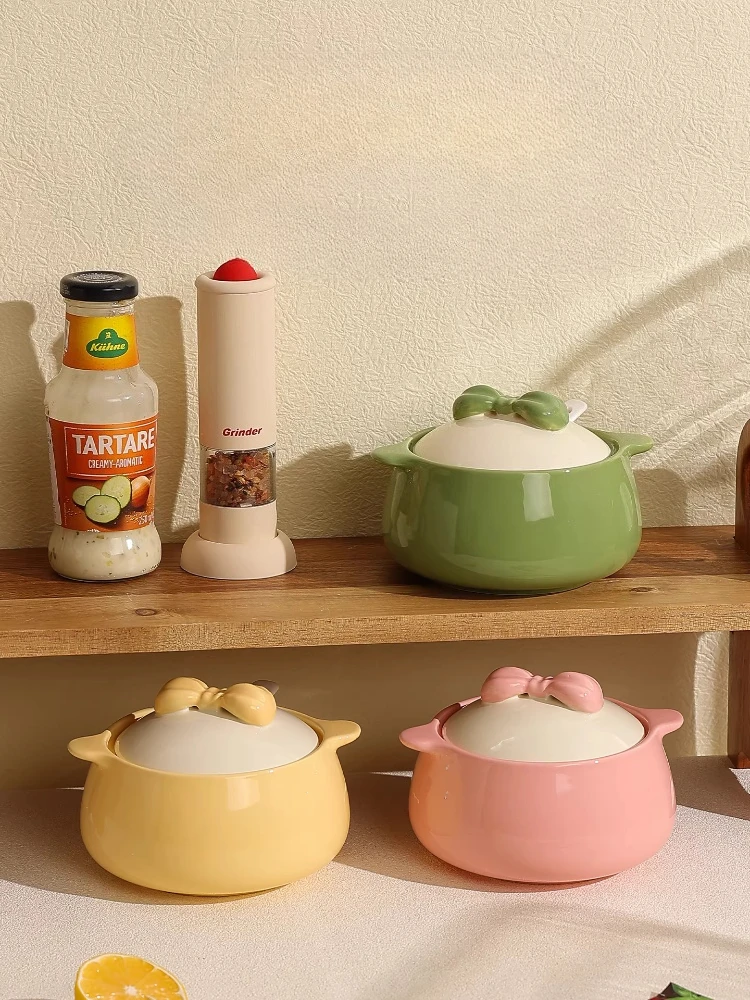 Large-capacity Ceramic Pork Fat Tank with Lid Kitchen High-temperature Resistant Chili Oil Spicy Sauce Tank Seasoning  Containe