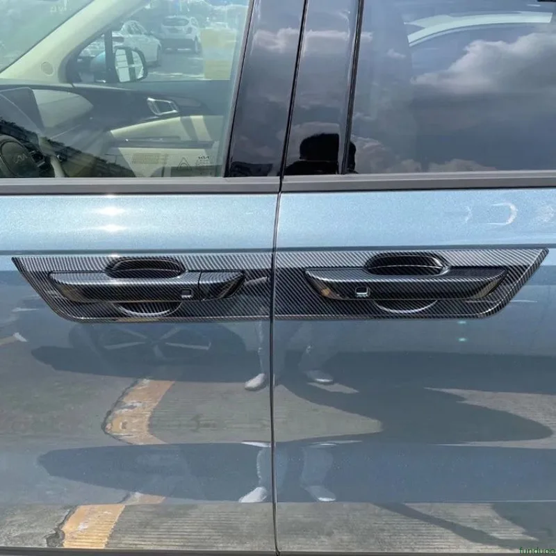 For Kia Carnival KA4 2021-2025 LHD Carbon Fiber Glossy Black Car Door Handle Cover Stickers Styling Auto Accessories