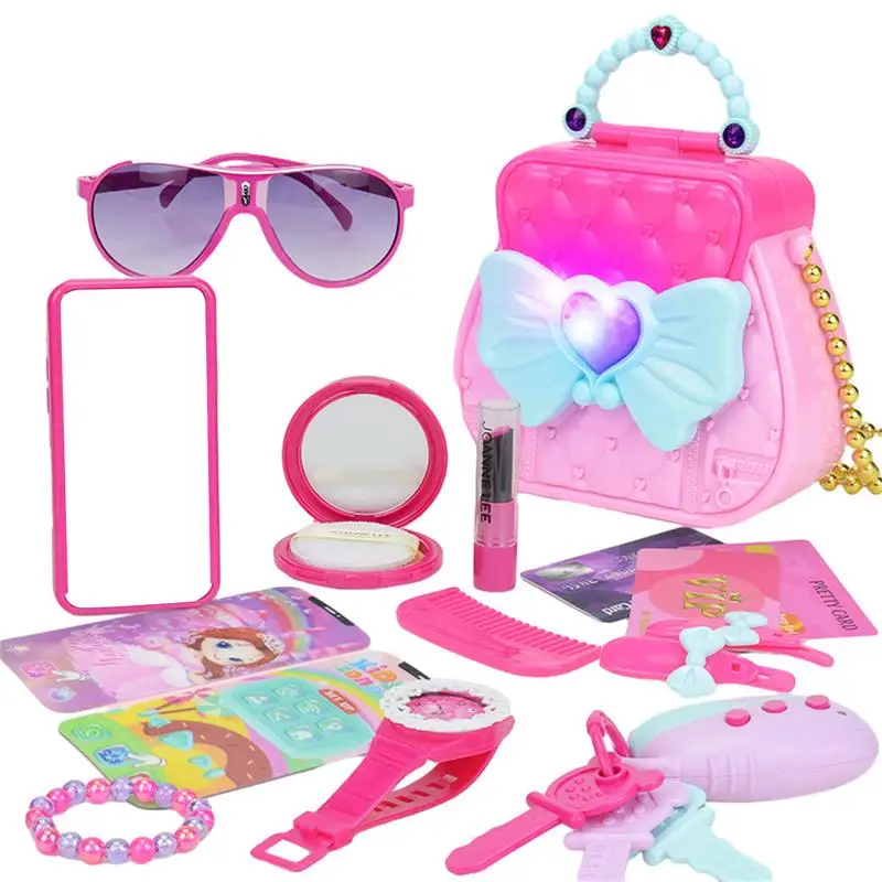 Little Girls Purse With Accessories Teen Girl Makeup Set Simulation Lipstick Model Toy Kids Purse Accessories Pretend Play Toys