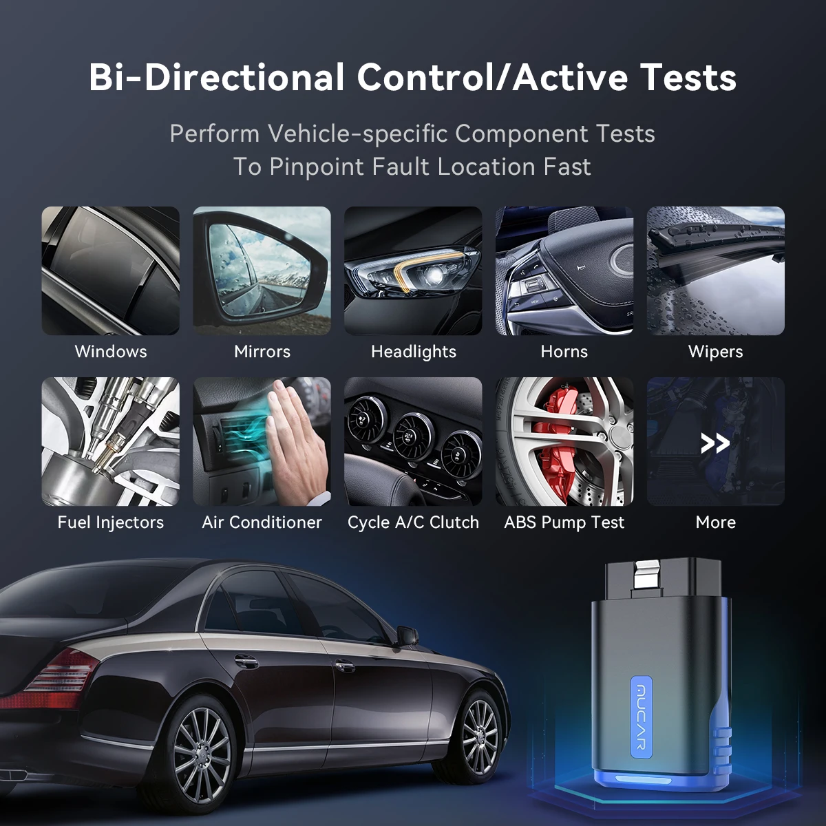MUCAR DriverScan OBD2 Scanner Bluetooth Bi-directional Scan Tool OE Level Full System Diagnostic 15 Service Code Reader Tools
