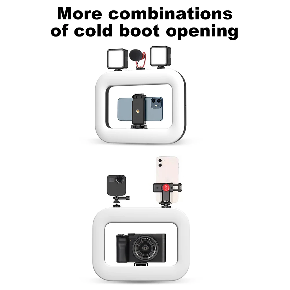 جهاز فيديو للهاتف الذكي مع مجموعة إضاءة سيلفي بحلقة محمولة خفيفة لتسجيل فيديو YouTube TikTok