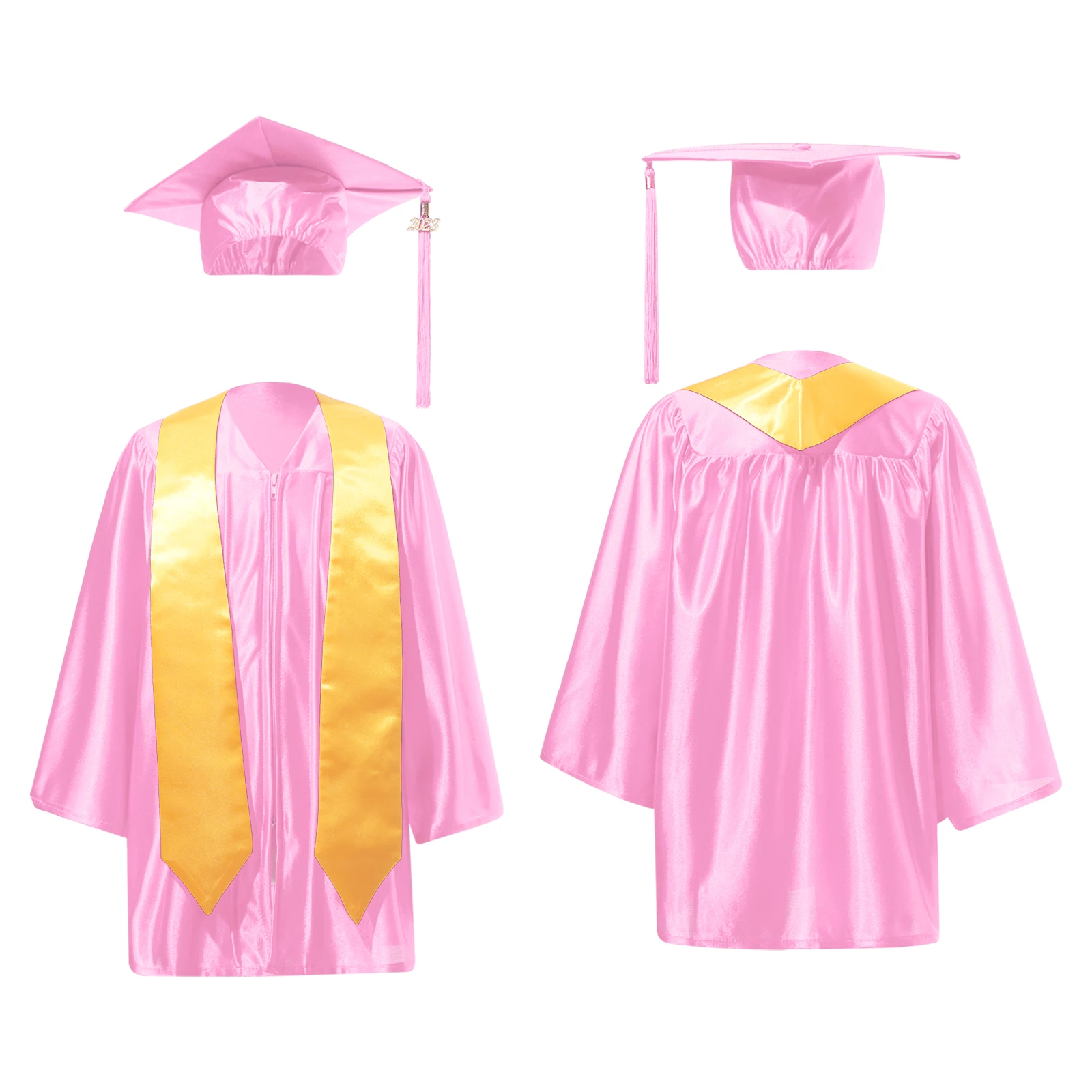 Girl Bachelor School Uniform Set with Badge Tassel Kindergarten Graduation Gown Outfit Boys Girls Boys Preschool Outfits